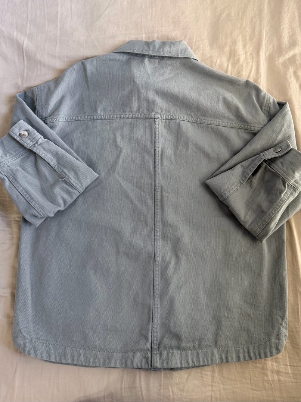 Light Sage Button-Front Jean Jacket - Picture 3 of 4